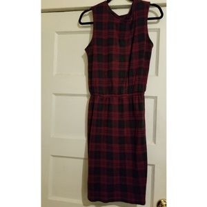 Vintage Burgundy and black plaid shift dress
